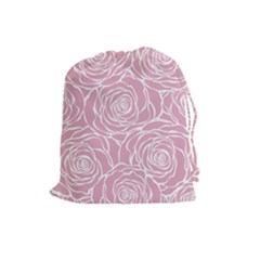 Pink Peonies Drawstring Pouches (large)  by NouveauDesign