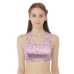 Pink Peonies Sports Bra With Border by NouveauDesign