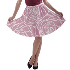 Pink Peonies A-line Skater Skirt by NouveauDesign