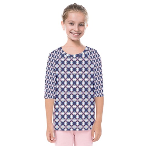 Kaleidoscope Tiles Kids  Quarter Sleeve Raglan Tee by jumpercat