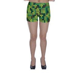 Tetris Camouflage Forest Skinny Shorts by jumpercat