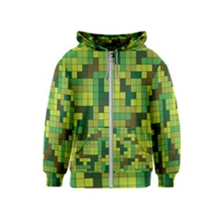 Tetris Camouflage Forest Kids  Zipper Hoodie by jumpercat