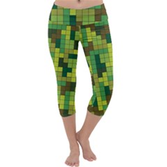 Tetris Camouflage Forest Capri Yoga Leggings by jumpercat