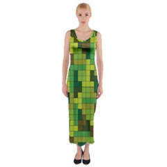 Tetris Camouflage Forest Fitted Maxi Dress by jumpercat