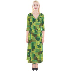 Tetris Camouflage Forest Quarter Sleeve Wrap Maxi Dress by jumpercat