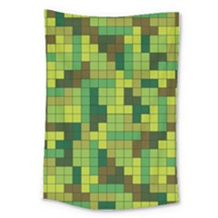 Tetris Camouflage Forest Large Tapestry by jumpercat