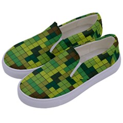 Tetris Camouflage Forest Kids  Canvas Slip Ons by jumpercat