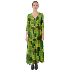 Tetris Camouflage Forest Button Up Boho Maxi Dress by jumpercat