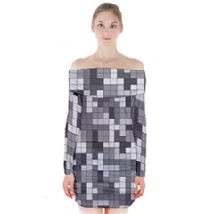 Tetris Camouflage Urban Long Sleeve Off Shoulder Dress by jumpercat