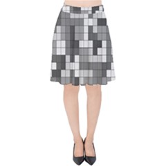 Tetris Camouflage Urban Velvet High Waist Skirt by jumpercat