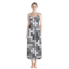 Tetris Camouflage Urban Button Up Chiffon Maxi Dress by jumpercat