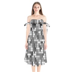 Tetris Camouflage Urban Shoulder Tie Bardot Midi Dress by jumpercat