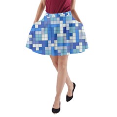 Tetris Camouflage Marine A-line Pocket Skirt by jumpercat