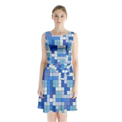 Tetris Camouflage Marine Sleeveless Waist Tie Chiffon Dress by jumpercat