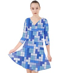 Tetris Camouflage Marine Quarter Sleeve Front Wrap Dress	 by jumpercat