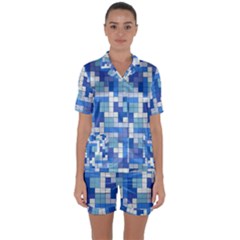 Tetris Camouflage Marine Satin Short Sleeve Pyjamas Set by jumpercat