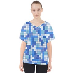 Tetris Camouflage Marine V-neck Dolman Drape Top by jumpercat