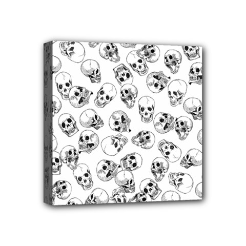 A Lot Of Skulls White Mini Canvas 4  X 4 