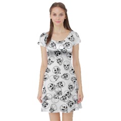 A Lot Of Skulls White Short Sleeve Skater Dress by jumpercat