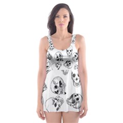 A Lot Of Skulls White Skater Dress Swimsuit