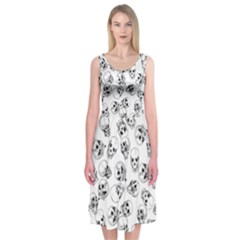 A Lot Of Skulls White Midi Sleeveless Dress