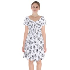 A Lot Of Skulls White Short Sleeve Bardot Dress by jumpercat