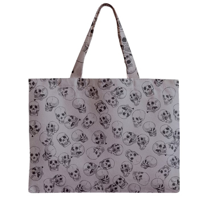 A Lot Of Skulls Grey Zipper Mini Tote Bag