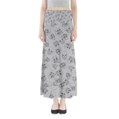 A Lot Of Skulls Grey Full Length Maxi Skirt