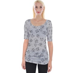 A Lot Of Skulls Grey Wide Neckline Tee