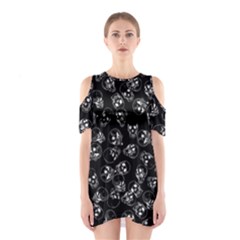 A Lot Of Skulls Black Shoulder Cutout One Piece by jumpercat