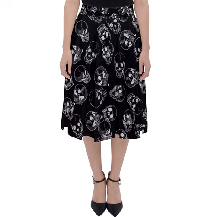 A Lot Of Skulls Black Folding Skater Skirt