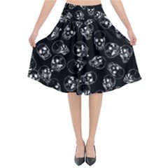 A Lot Of Skulls Black Flared Midi Skirt by jumpercat