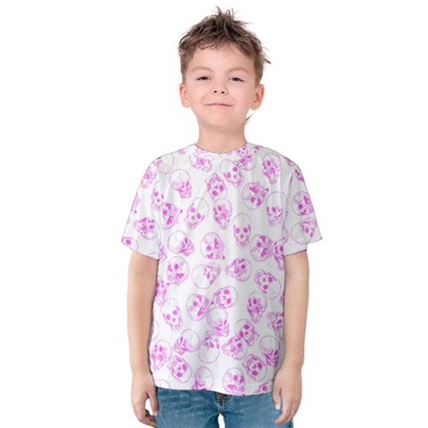 A Lot Of Skulls Pink Kids  Cotton Tee by jumpercat