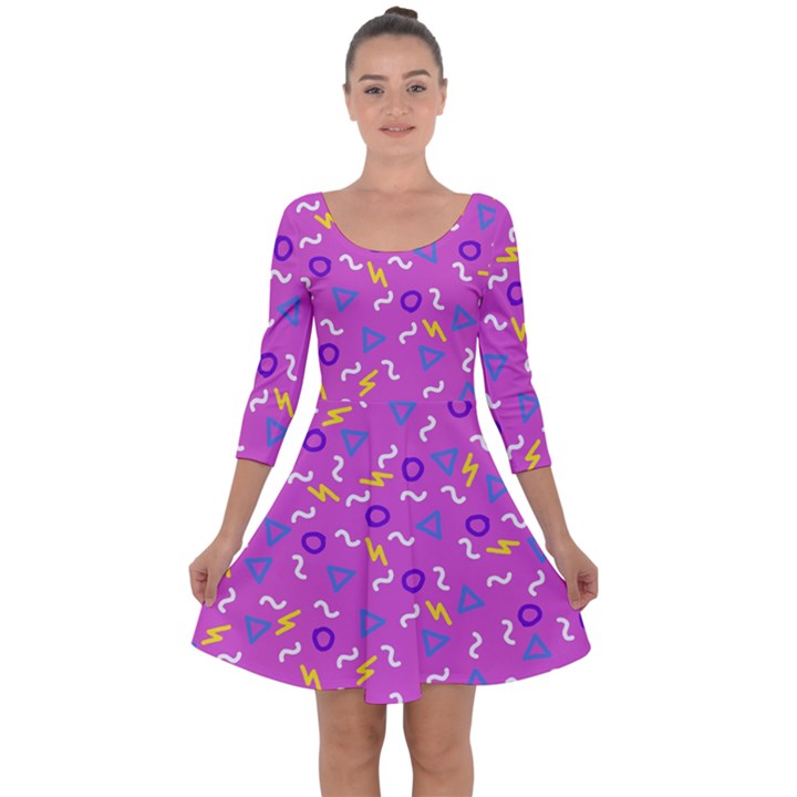 Retro Wave 2 Quarter Sleeve Skater Dress