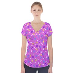 Retro Wave 2 Short Sleeve Front Detail Top by jumpercat