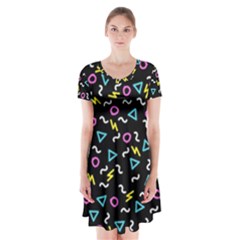 Retro Wave 3 Short Sleeve V-neck Flare Dress