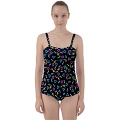 Retro Wave 3 Twist Front Tankini Set