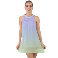 Vanilla Gradient Halter Tie Back Chiffon Dress