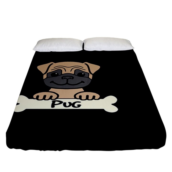 Tan Pug With A Bone Fitted Sheet (King Size)