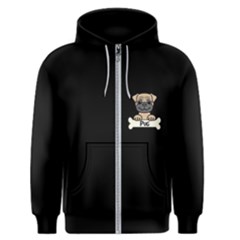 Tan Pug With A Bone  Men s Zipper Hoodie by Bigfootshirtshop