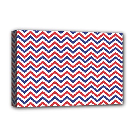 Navy Chevron Deluxe Canvas 18  X 12   by jumpercat