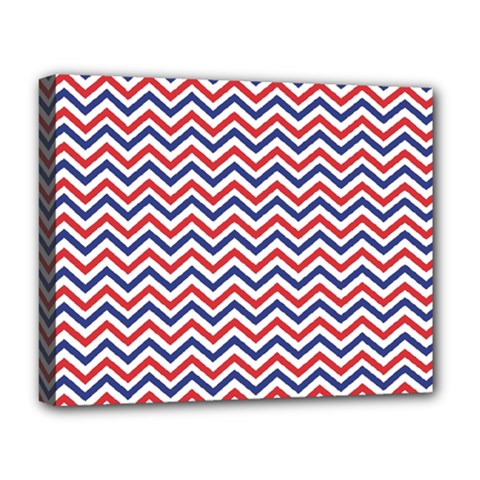 Navy Chevron Deluxe Canvas 20  X 16  