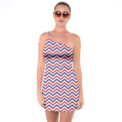 Navy Chevron One Soulder Bodycon Dress