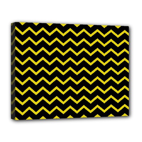 Yellow Chevron Canvas 14  X 11  by jumpercat