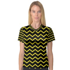 Yellow Chevron V-neck Sport Mesh Tee