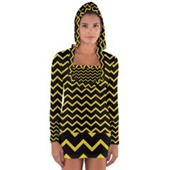 Yellow Chevron Long Sleeve Hooded T-shirt