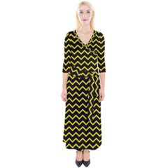 Yellow Chevron Quarter Sleeve Wrap Maxi Dress by jumpercat