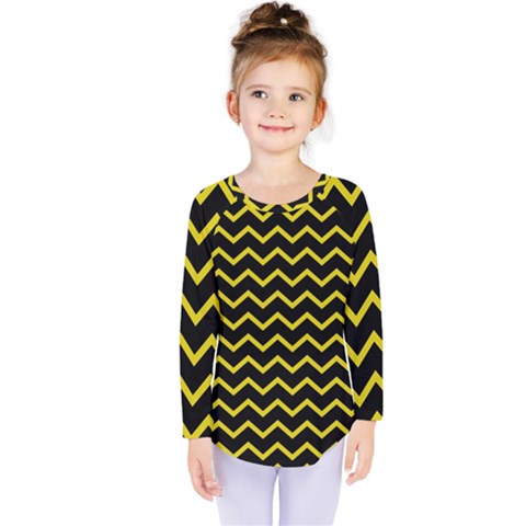 Yellow Chevron Kids  Long Sleeve Tee by jumpercat