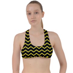 Yellow Chevron Criss Cross Racerback Sports Bra by jumpercat