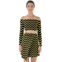 Yellow Chevron Off Shoulder Top with Skirt Set View1